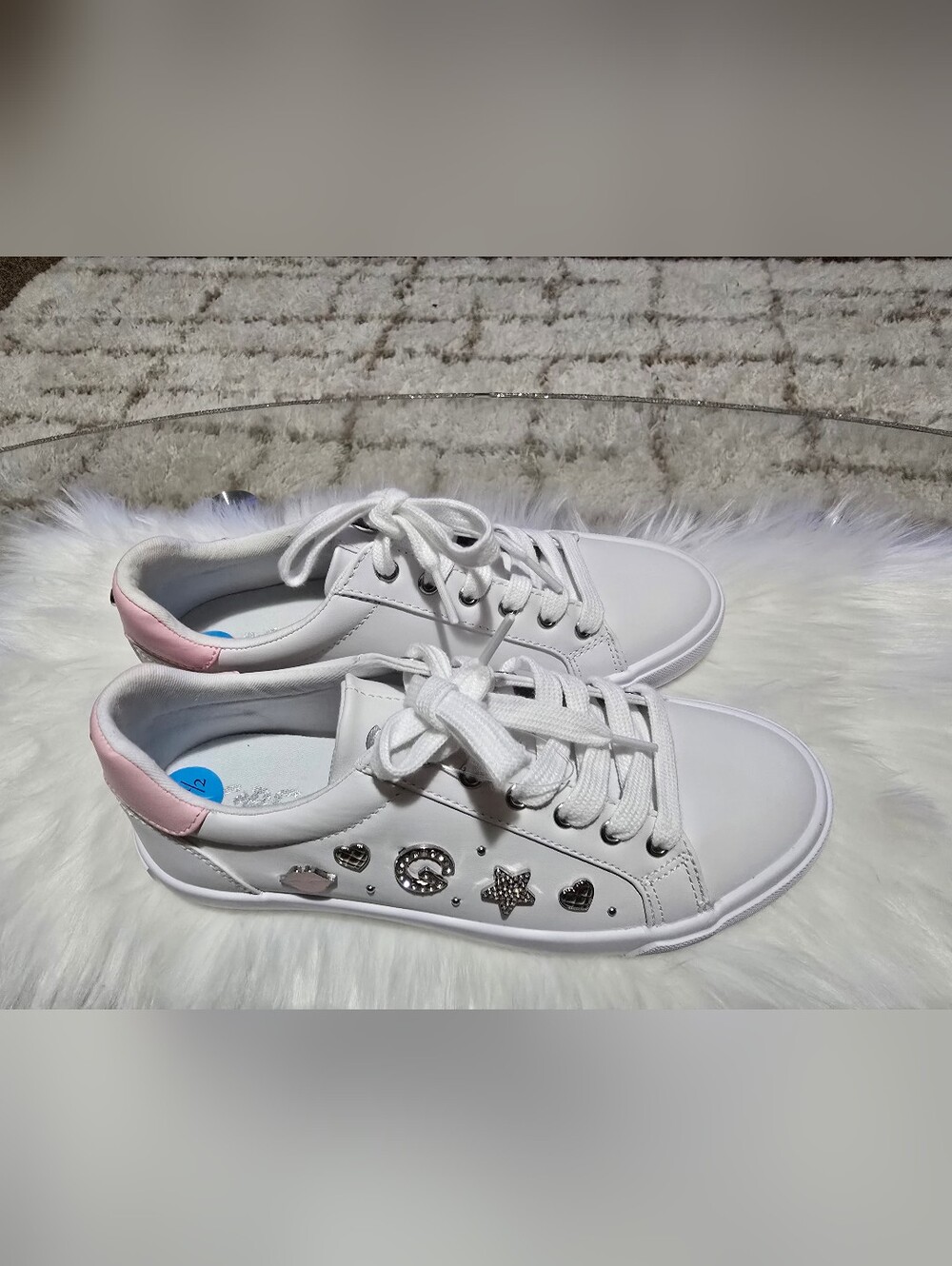 Guess White Women’s Casual Embellished Sneakers